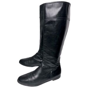 Franco Sarto 6.5 Black Leather Side Zip Equestrian Derby Rider Knee High Boots